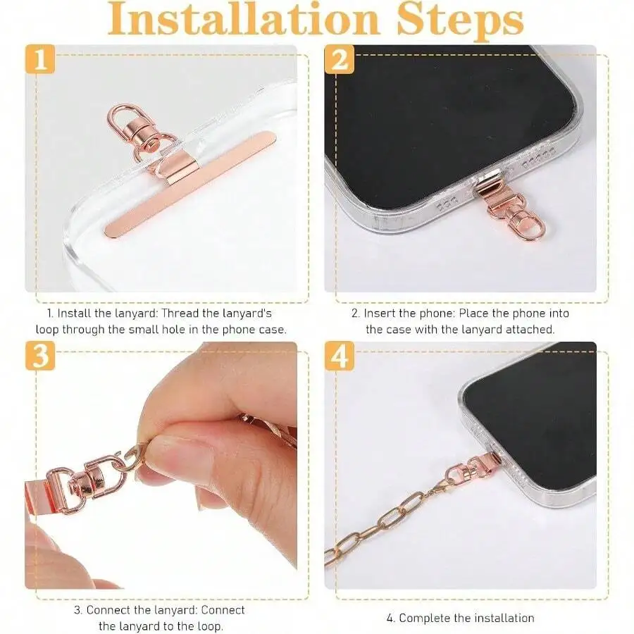 

Alloy Metal 4 Pack 360 Rotating Phone Lanyard Tab Adhesive Tether Patch Universal Holder