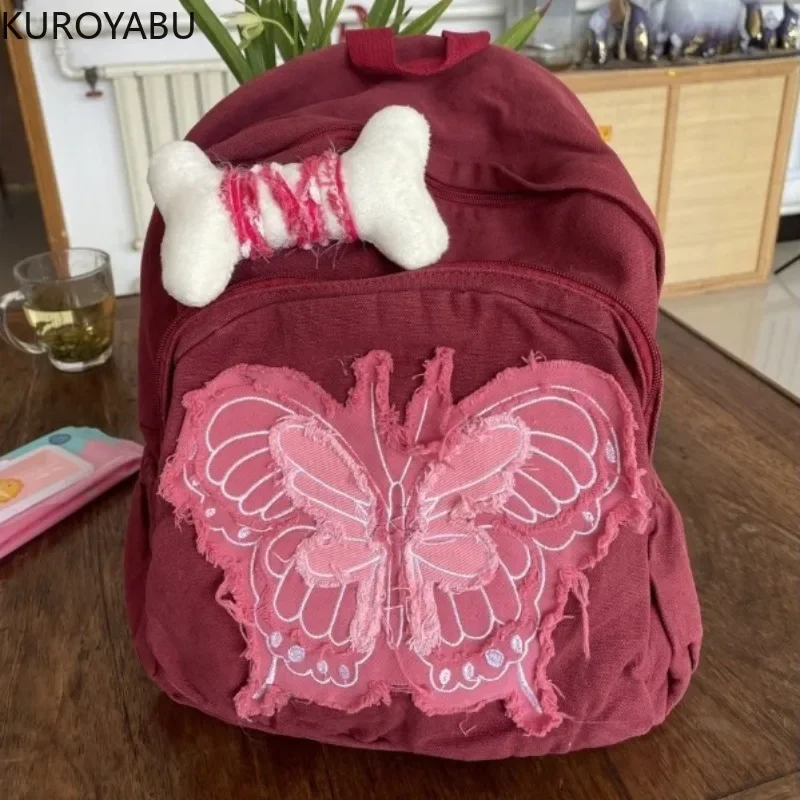 

Sweet Butterfly Pattern Backpack for Women Large Capacity Y2k Bags Schoolbag Casual Chic Travel Bag 2024 Mochilas Mujer 49C515