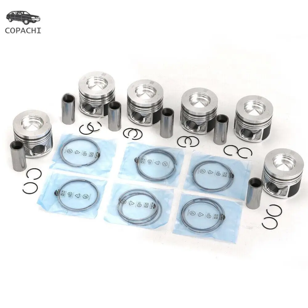 6pcs 059107065DF 059198151N TDI Diesel Pistons&Rings Kit Φ83.01mm Φ30mm For Audi A4 A5 A6 A7 A8 Q5 Q7 3.0 VW Touareg Phaeton