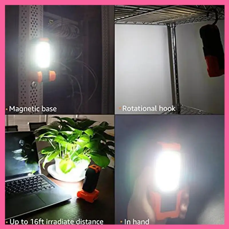 HOT-1 PCS Portable LED Work Light, Hanging Hook & Magnetic Flashlight As Shown ABS+Rubber Pocket Work Lights