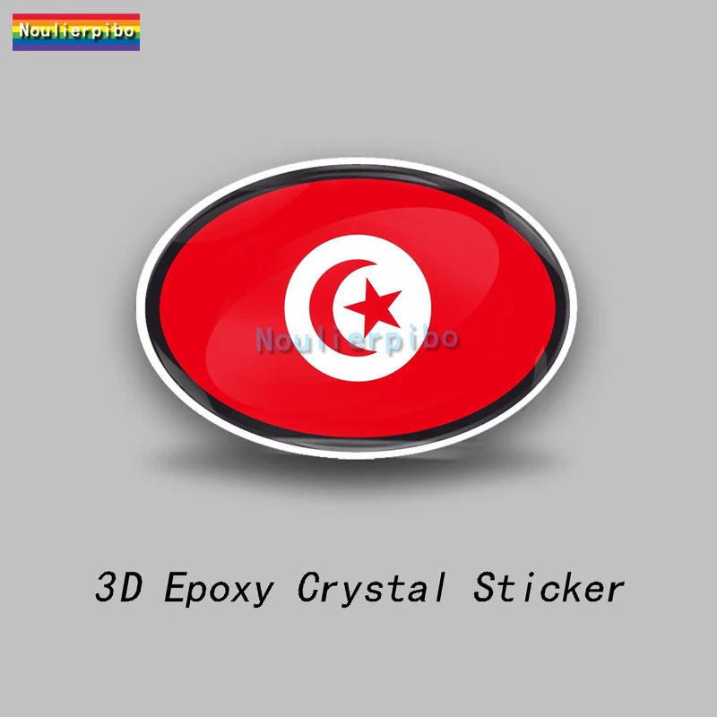 3D Epoxy Tunisia Flag National Emblem Dome Car Sticker Car Bumper Window Motorcycle Phone Trolley Case Vinyl Laptop Decal