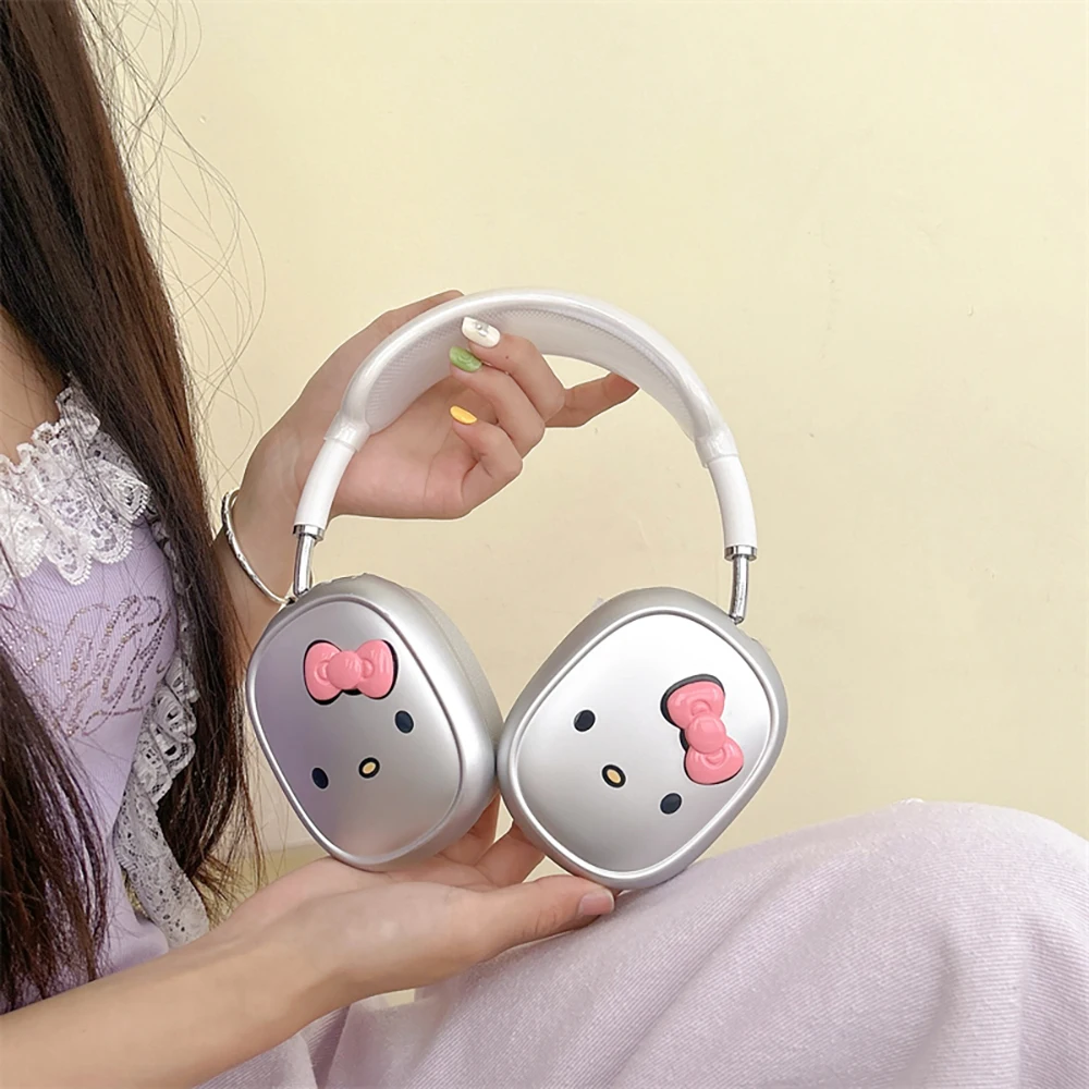 Luxury Silver Plating Hello Kitty Suitable for AirPods Max Headphone Protective Cover TPU Clear Protective Anti-fall Hard Case