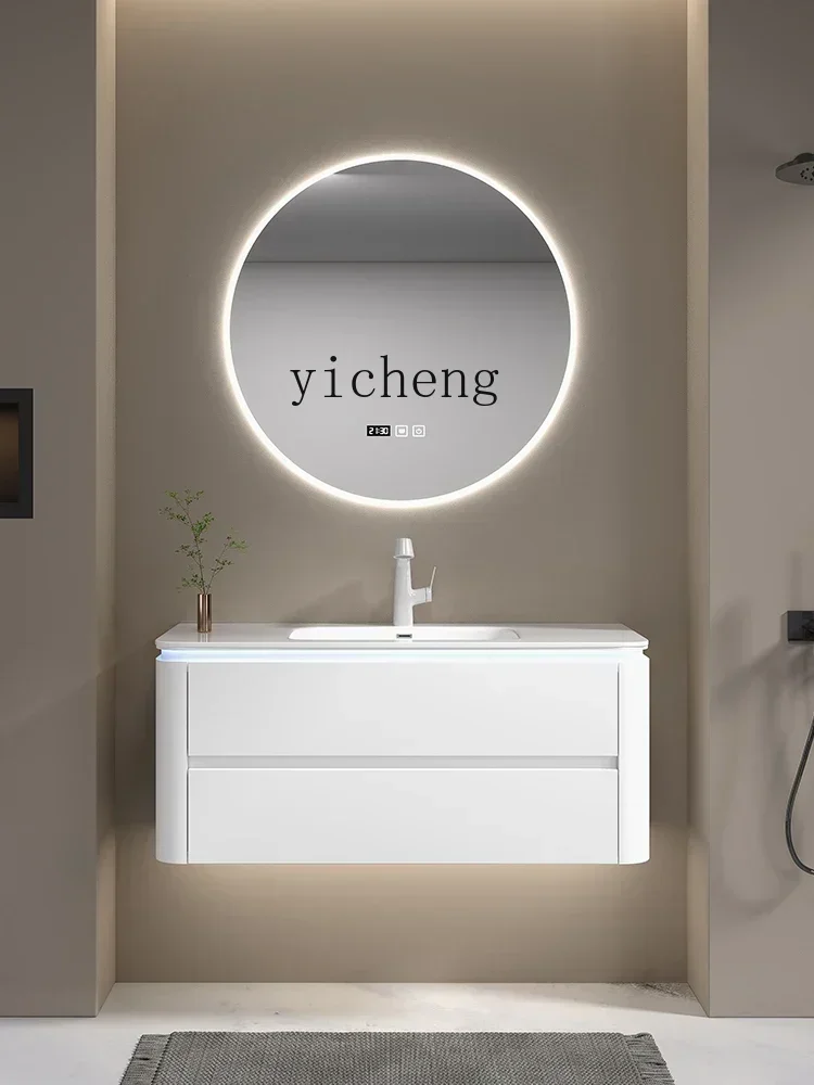 i10.10-White Ceramic Whole Washbin Bathroom Cabinet Washstand Smart Hand Washing Washbasin Cabinet Combination