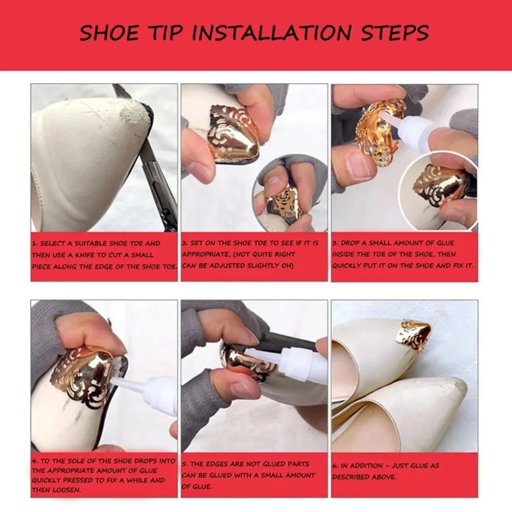 1pair Decoration Shoe Repair High Heels Tip Cap Anti Wear Metal Shoe Clips Anti-kick Shoe Toe Cover High Heels