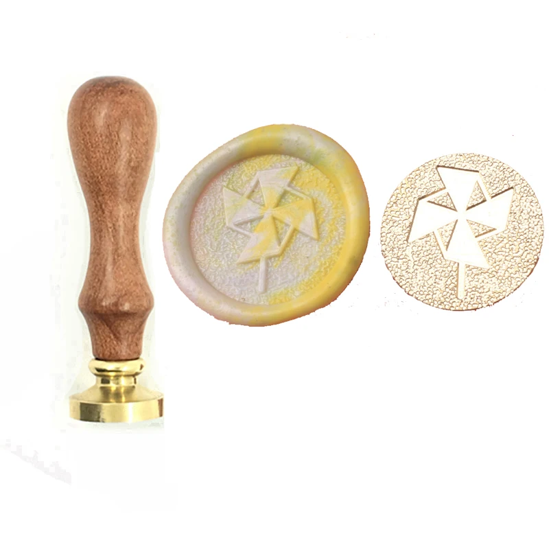 

Exquisite Paint Wax Stamp Ornament PINWHEEL wood handle,DIY Ancient Seal Retro Stamp,wedding envelope Wax Seal High Quality