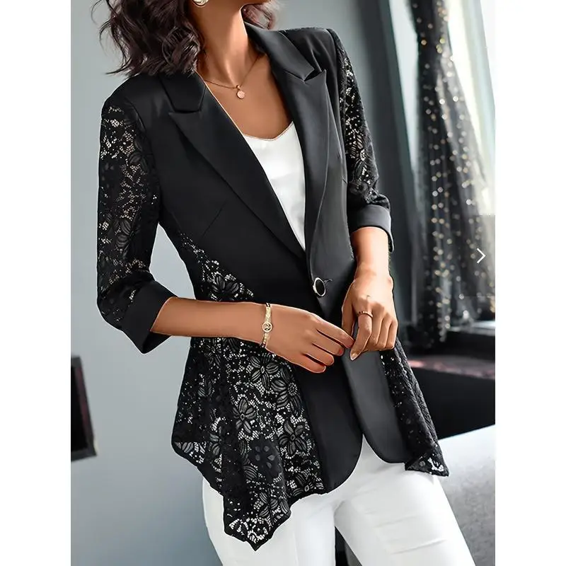 

Elegant Pure Color Lace Women's Fashion Spring 2026 Outerwear Other Fabric Material Available in Mall