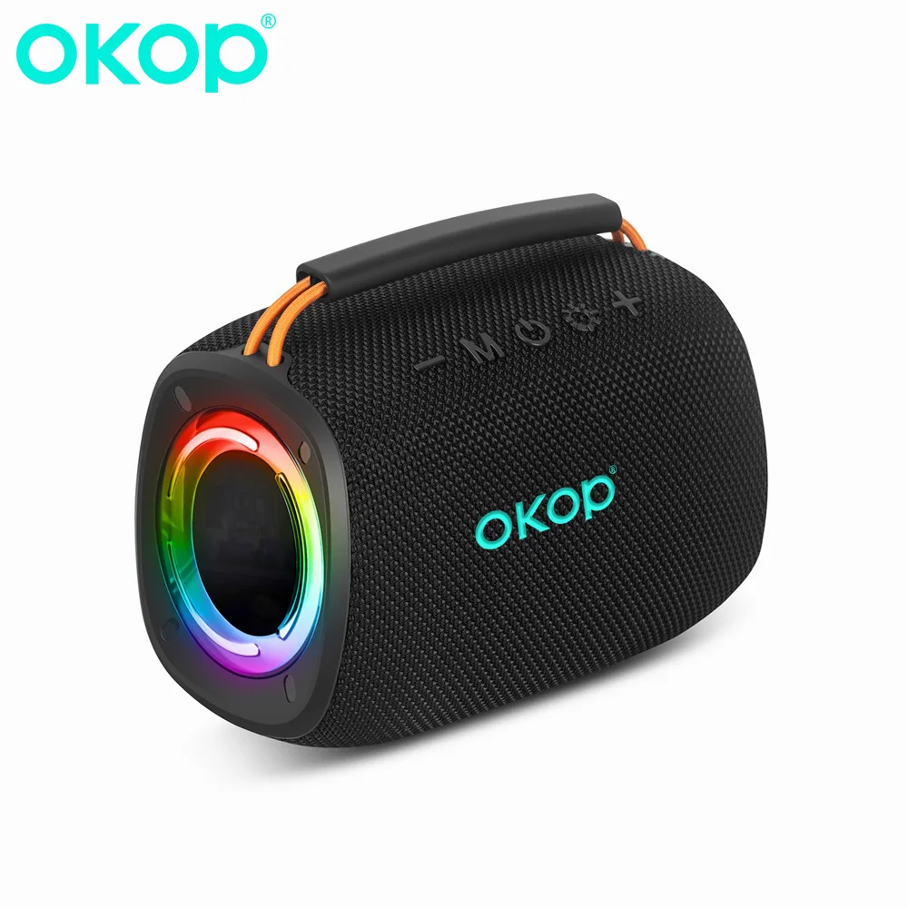 

OKOP New Wireless Bluetooth Speaker Outdoor High Quality Heavy Bass Cannon with Portable Handle Party LED IPX6 Waterproof Outdoo