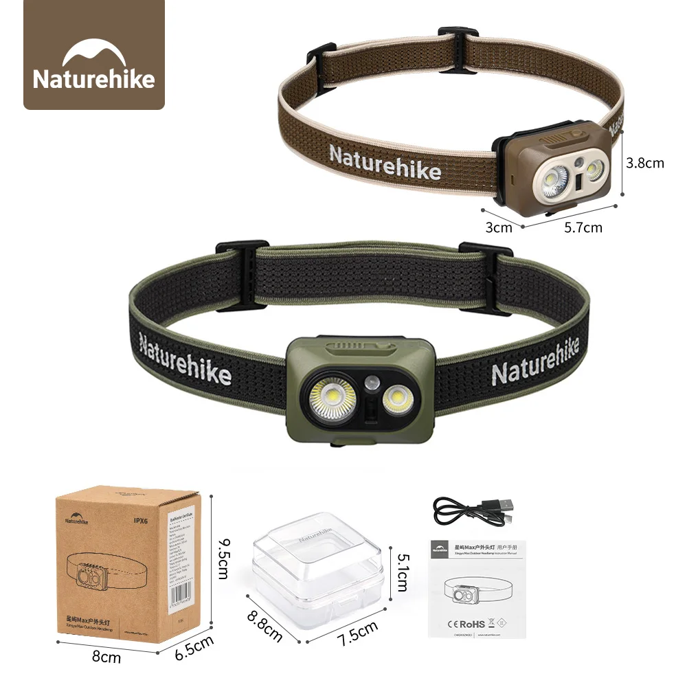 naturehike-ヘッドランプ-超軽量懐中電灯-スターアイランド-マックス-ヘッドライト-キャンプ-ハイキング-釣り-登山-センサー-スイッチ-80-°-調整可能