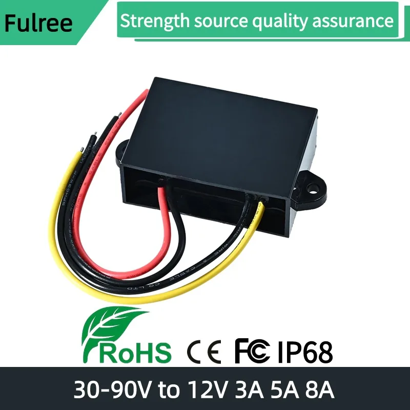 IP68 Waterproof DC 36V 48V 60V 72V (30-90V) to DC 12V 3A 5A  8A Car Truck Step Down Buck Power Converter 48Vdc 60Vdc to 12Vdc