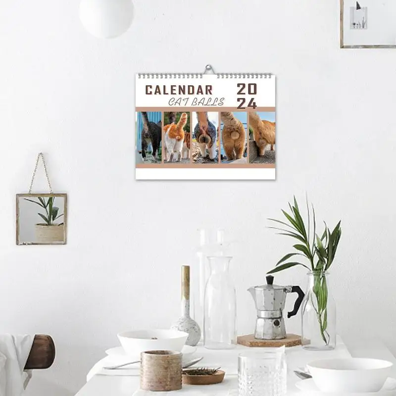 2024 Cat Butthole Calendar from Jan. 2024 - Dec. 2024 Cute Planning Organize Daily Scheduler Wall Monthly Calendar 2024 for Home