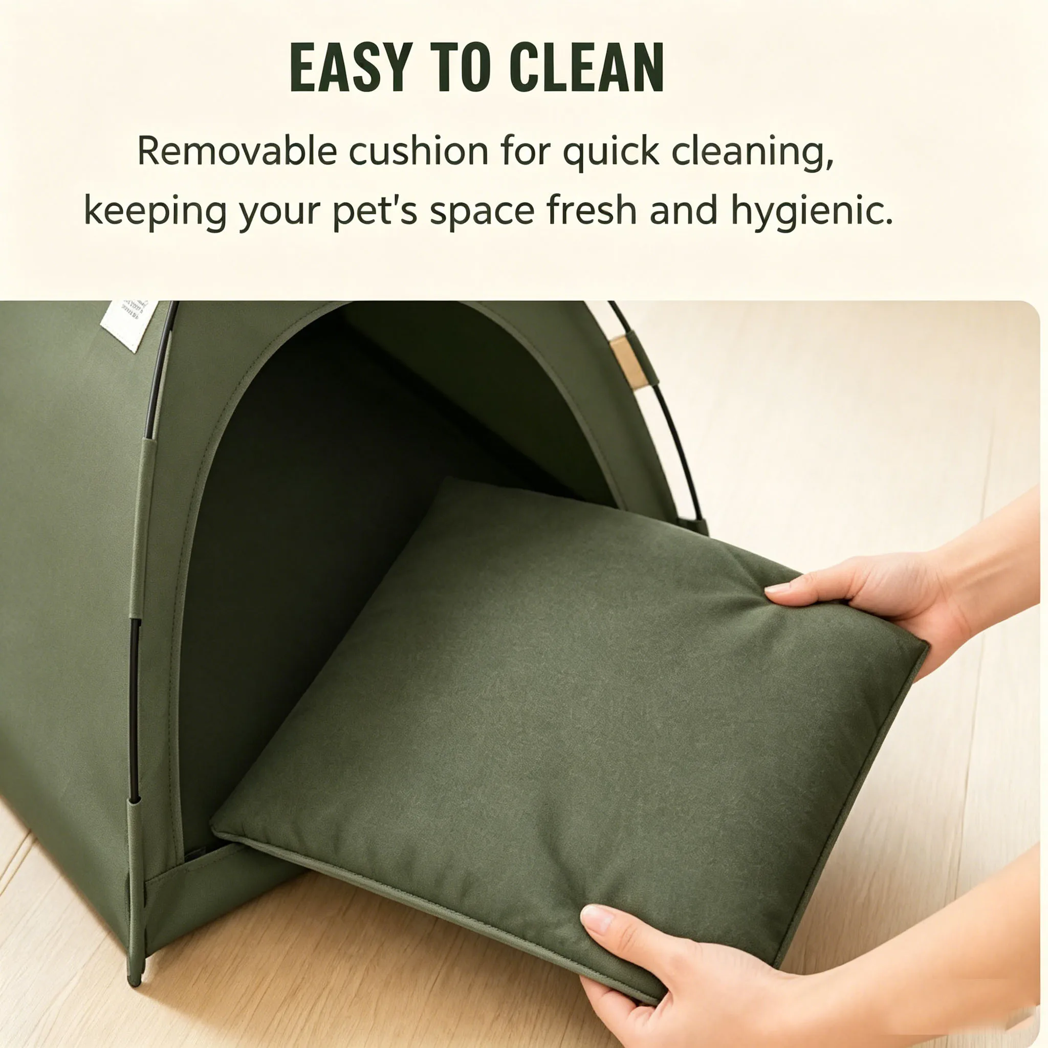 Foldable Pet Tent Bed Removable Cat Sofa Basket Canvas Semi-enclosed Cat House Hut Cat Sleeping Bed for Room Decor Pet Supplies view 3