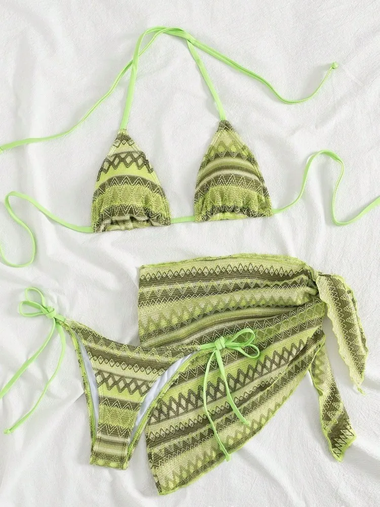 Bikini Bodysuit Swimwear Women With Skirt Bathing Suit Summer New Ruffle Splice Print Beachwear Holiday Bikini Cover Ups Outfits
