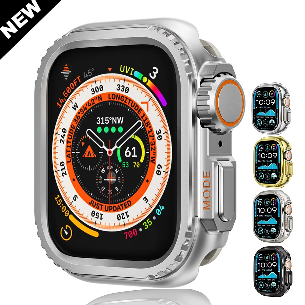 Metal Bumper Case For Apple Watch 45mm 44mm Protector Frame Cover For iWatch Series 9 8 7 6 5 4 SE Change To Ultra 2 49mm