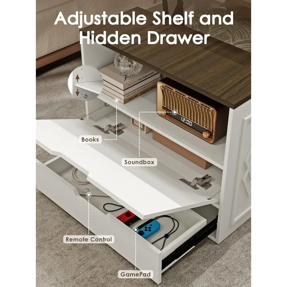 Lift Top Coffee Table, 39.4" Farmhouse Coffees Tables with 3 Large Hidden Storage, Rectangle Coffees Tables, Coffee Table