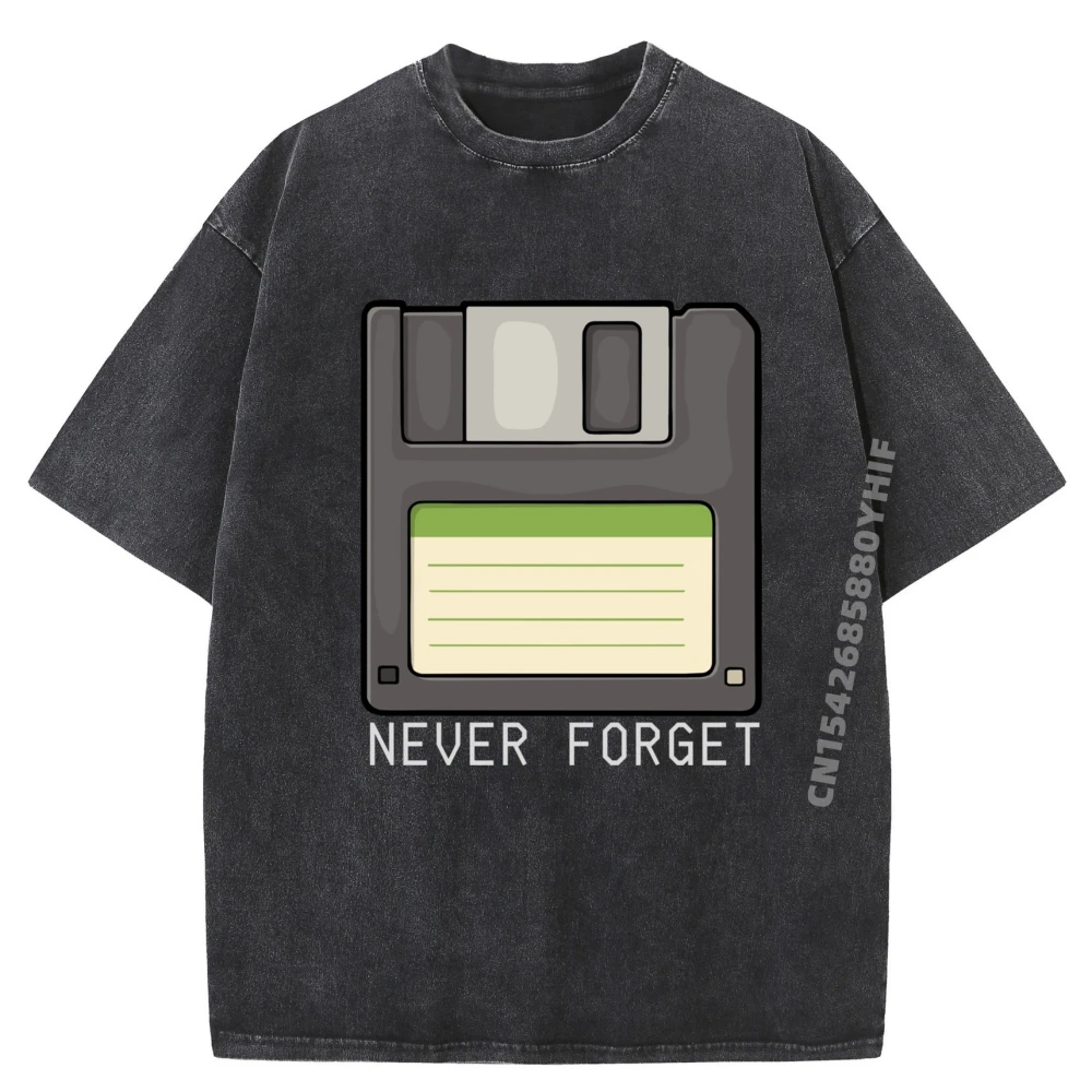 

Retro Graphic Tshirt Funny Floppy Disk For Never Forget Computer Plus Size Men Clothing Oversized Washed Tops