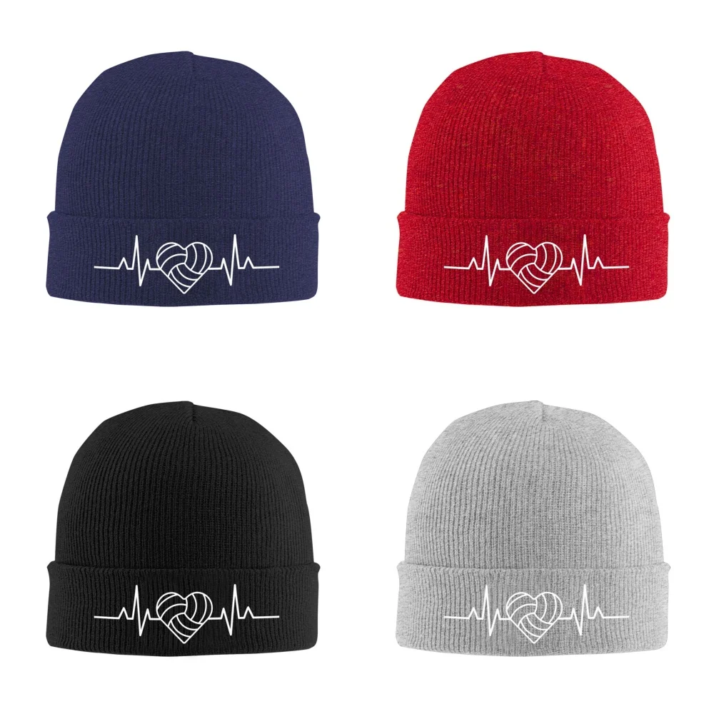 

Volleyball Love Heart Beat Unisex Knitted Hat Outdoor Warm Men Solid Color Crimping Skullies Beanie Cap Hip Hop Winter Ski Caps