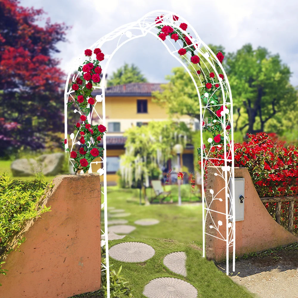 Metal Garden Arch Assemble Freely with 8 Styles Garden Arbor Trellis Climbing Plants Support Rose Arch Outdoor Cream White