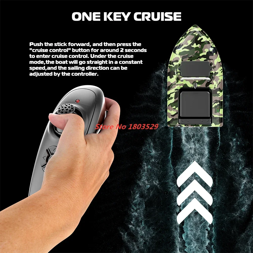 Dual Battery Power Supply Boat 500M 2KG Load Remote Control Bait Boat Dual Motor Fixed Speed Cruise Night light Nesting Boat