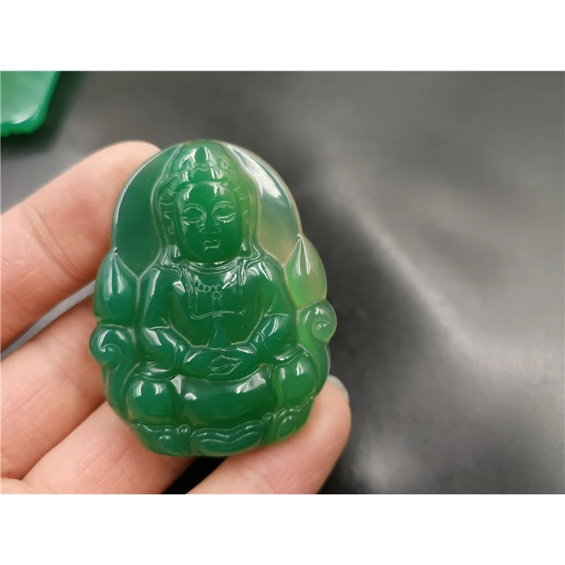 Calcedônia verde grande Avalokitesvara pingente, homens de esmeralda e ágata verde Lotus lâmpada, barato Jade, Guanyin Pendant, novo