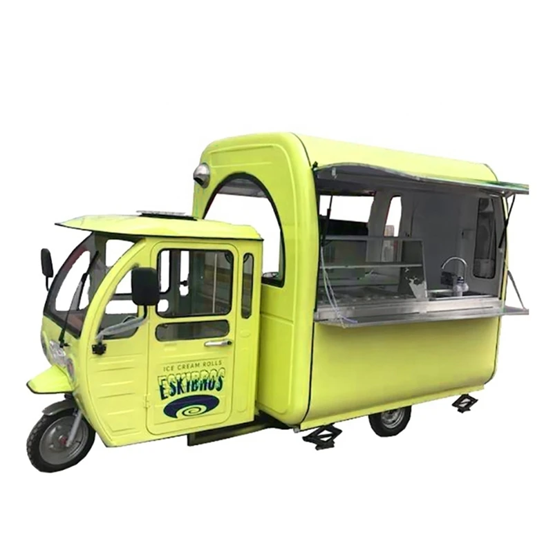 دراجة ثلاثية العجلات الكهربائية شاحنة طعام تايلاند توك توك فراي الآيس كريم لفة عربة الغذاء عربة الآيس كريم سيارة للوجبات السريعة