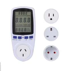 Digital LCD Power 220V Meter Wattmeter Socket Wattage Kwh Energy Measuring Outlet EU Plug Overload Protection 7 Display Models