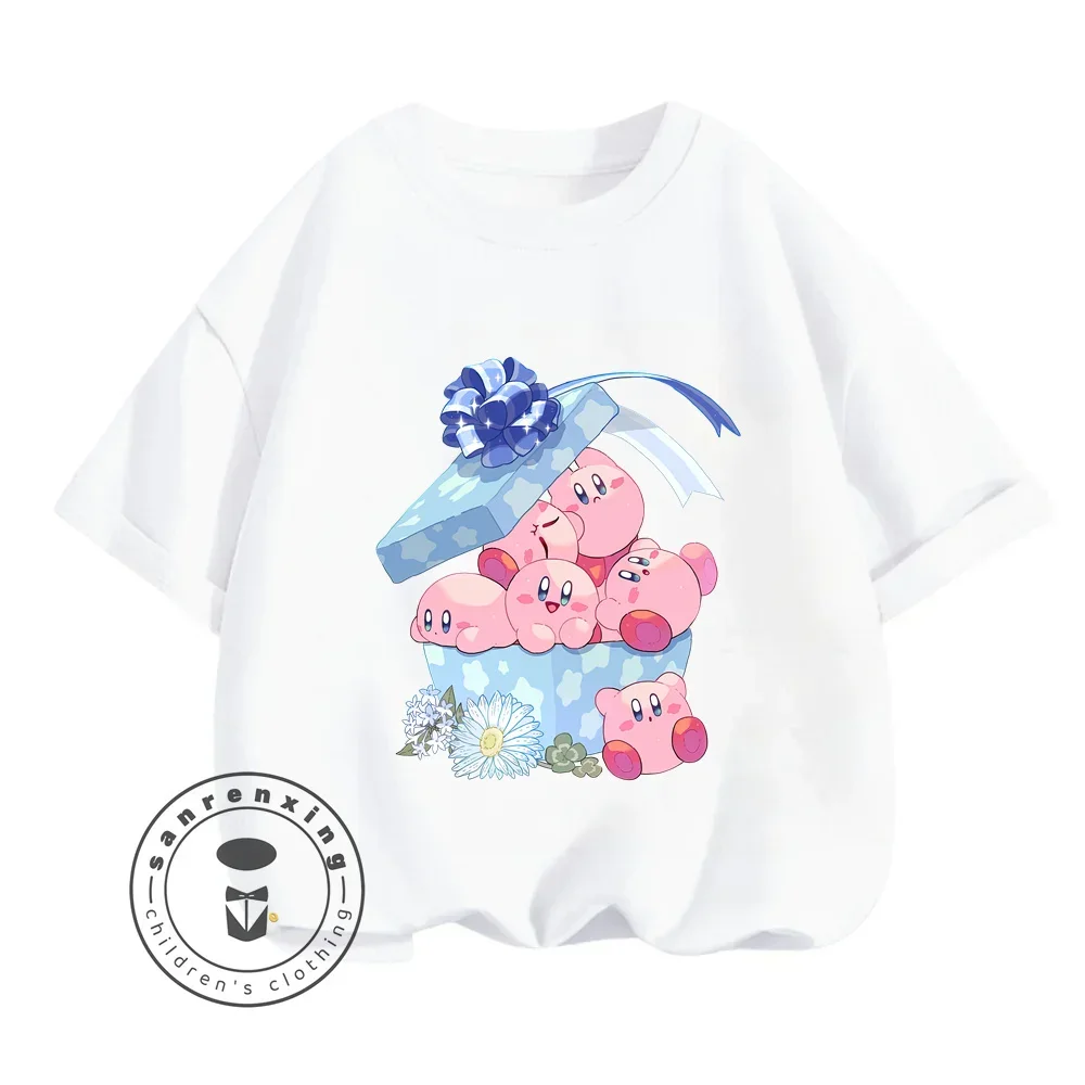 Fashion Meets Fun Kirby Boy Girl T-shirts Featuring Beloved Adventure Game Cartoon Prints Hip-Hop Style That\'s Soft Comfortable