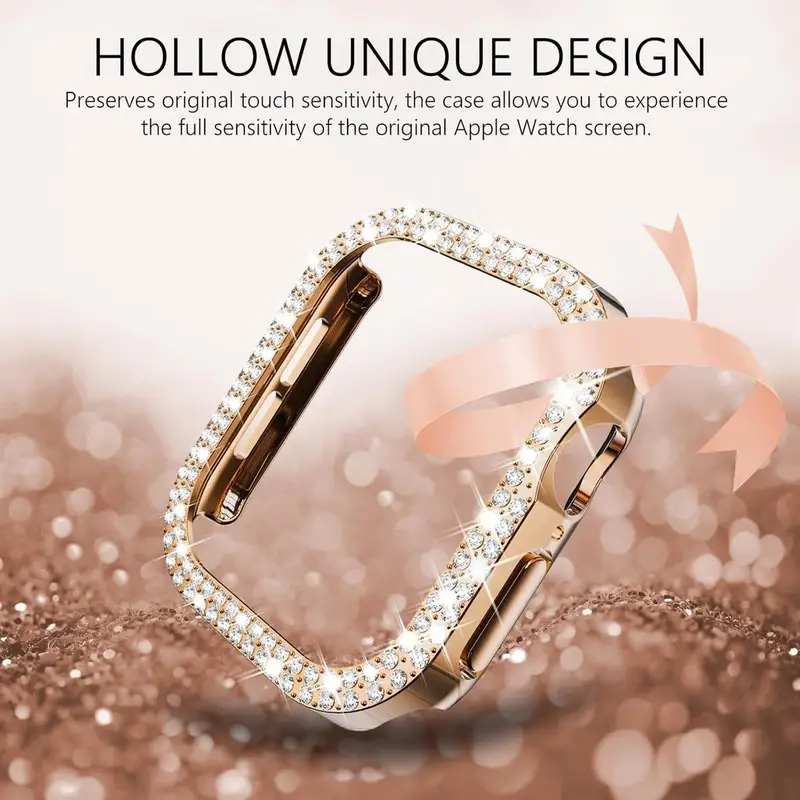 Bling Diamond Hollow Case for Apple Watch 46mm 42mm 40mm 41/44/45/49/41mm for iWatch Series 11 10 9 8 7 6 5 4 3 Protector Cover - Image 2