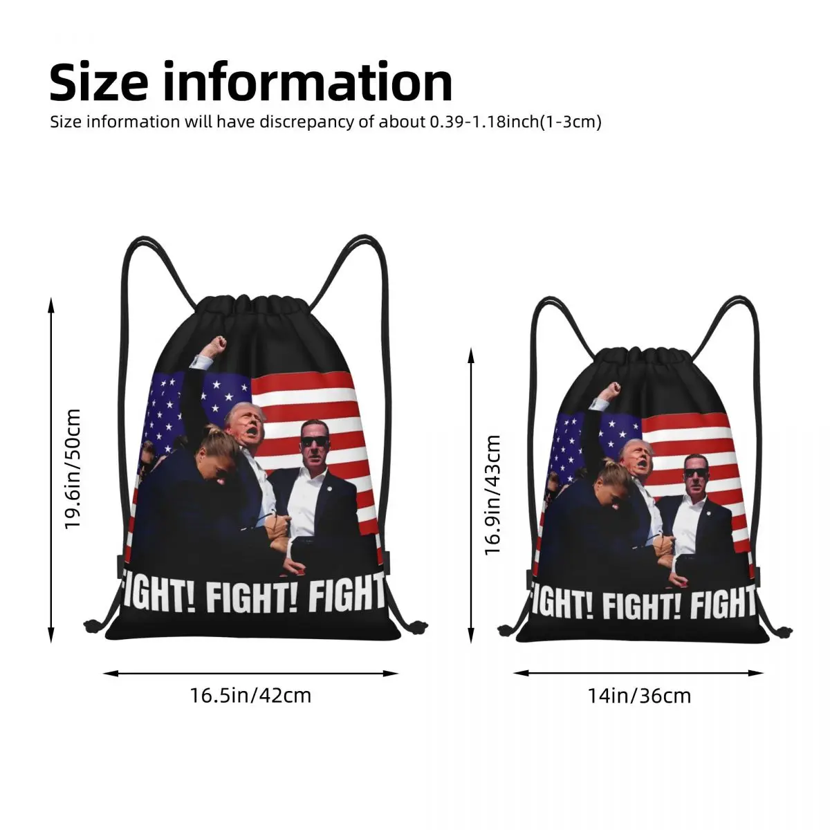 2024 President Trump Fight zaino con coulisse sport Gym Sackpack falled Shooting Shot Trump Meme String Bag per la corsa