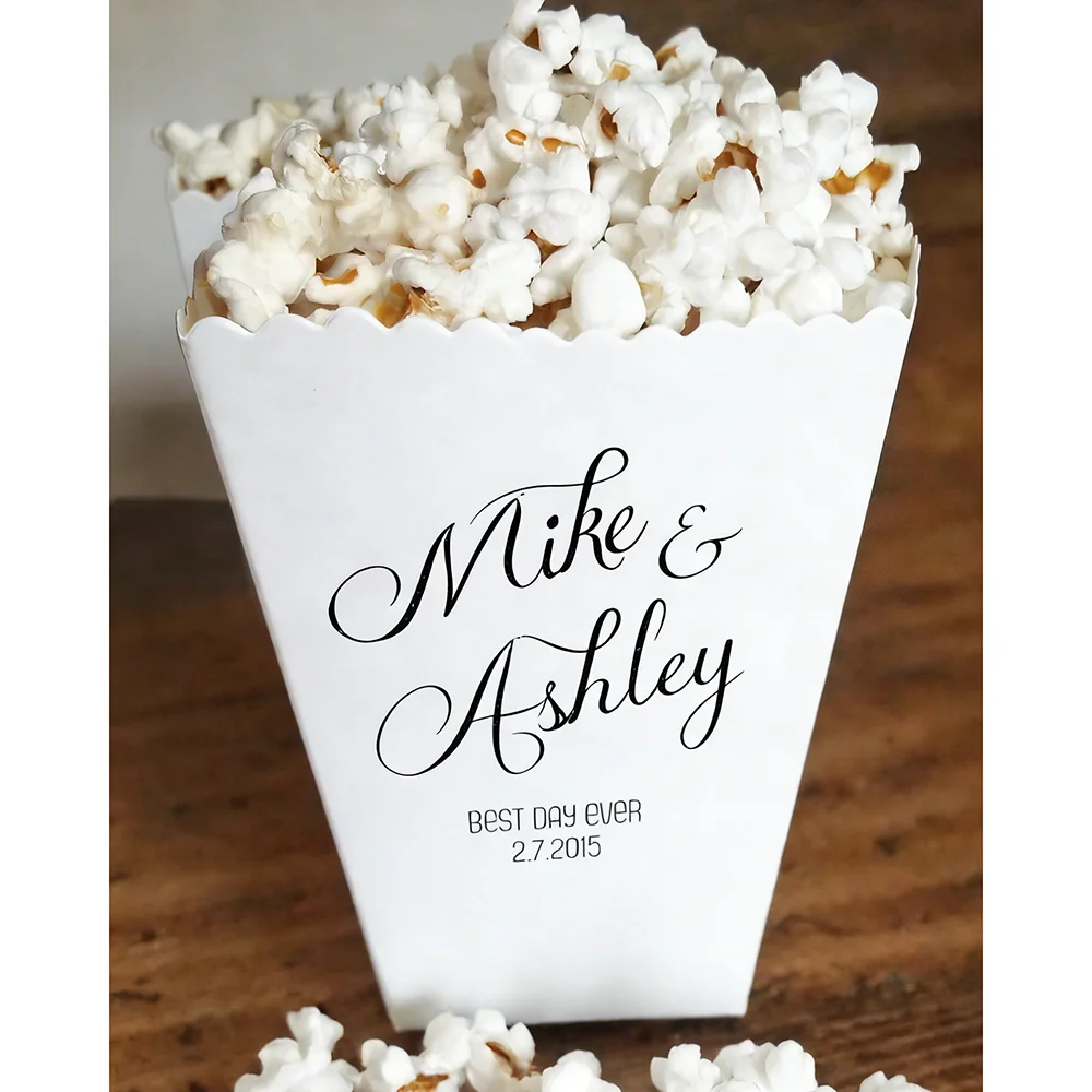 Boîtes à Popcorn Mini Personnalisées 5 Pièces « Meilleur Jour de Ma Vie » – Fournitures pour Mariage, Décoration de Table, Cadeau pour Invités de Fiançailles et Événements
