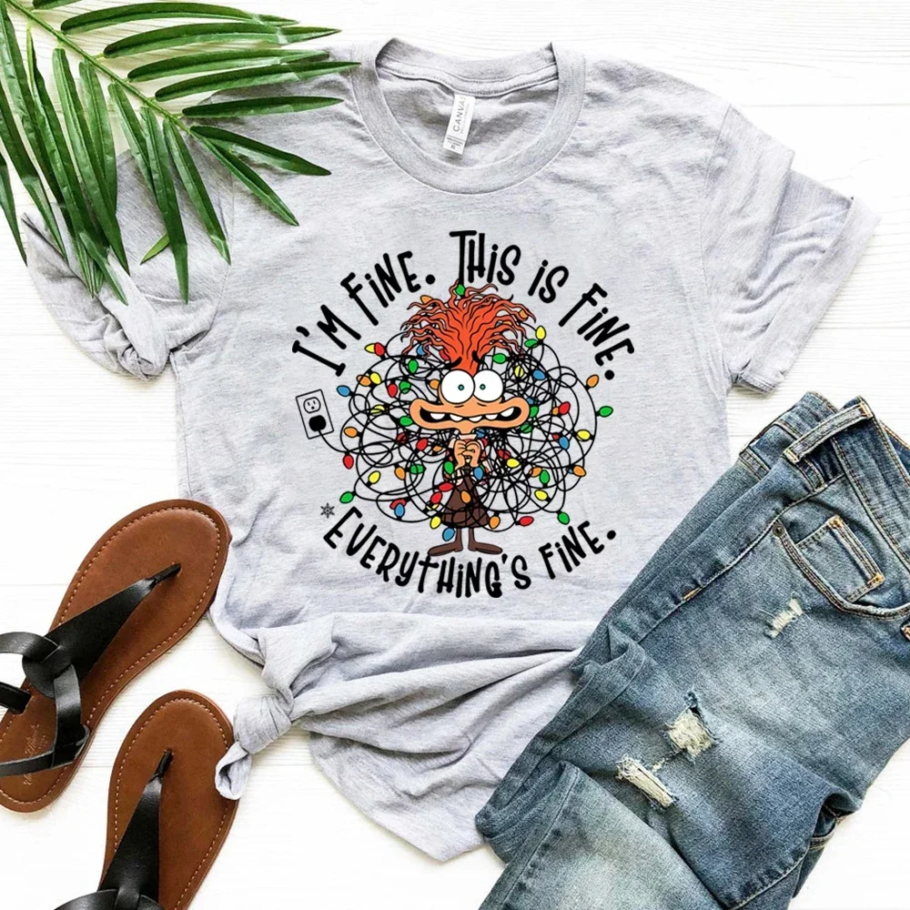 Anxiety Christmas Shirt Everything Is Fine T-Shirt Inside Out Emotions Tee Mental Health Christmas Shirt Xmas Matching Tops Gift