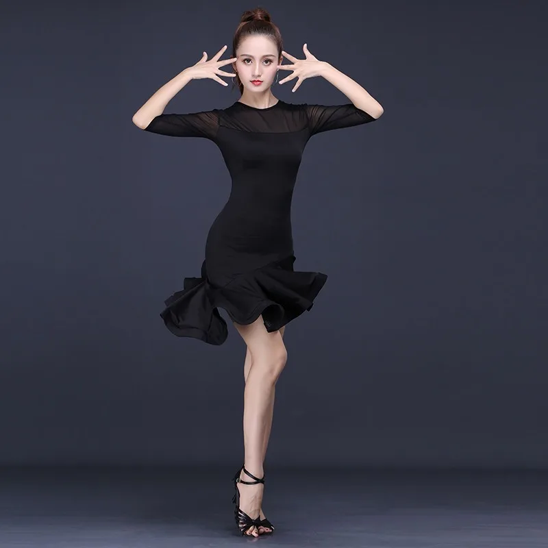 New Fashionable Classic Latin Dress Female Adult New Training Dress 2024 Summer Short Sleeve Performance Dance Dress