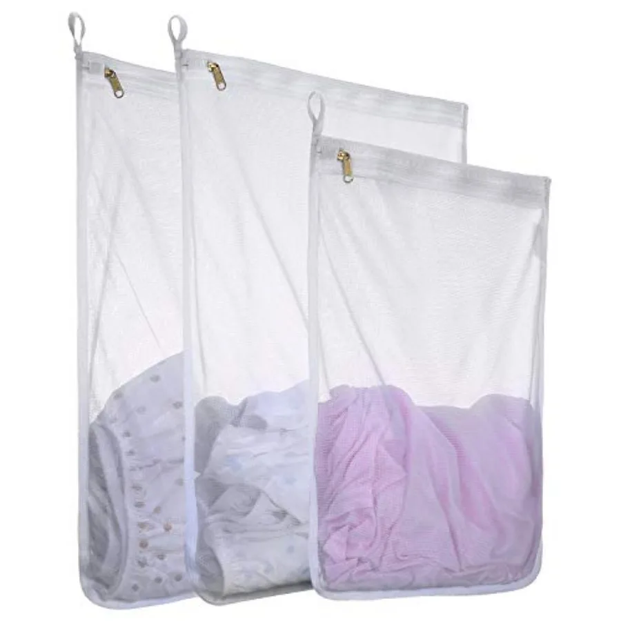 

Fine Mesh Laundry Bags for Delicates, 3 Pack 2L+1M Reusable Wash Bags with Sturdy Zippers, Durable Net Washing Bags for Lingeri