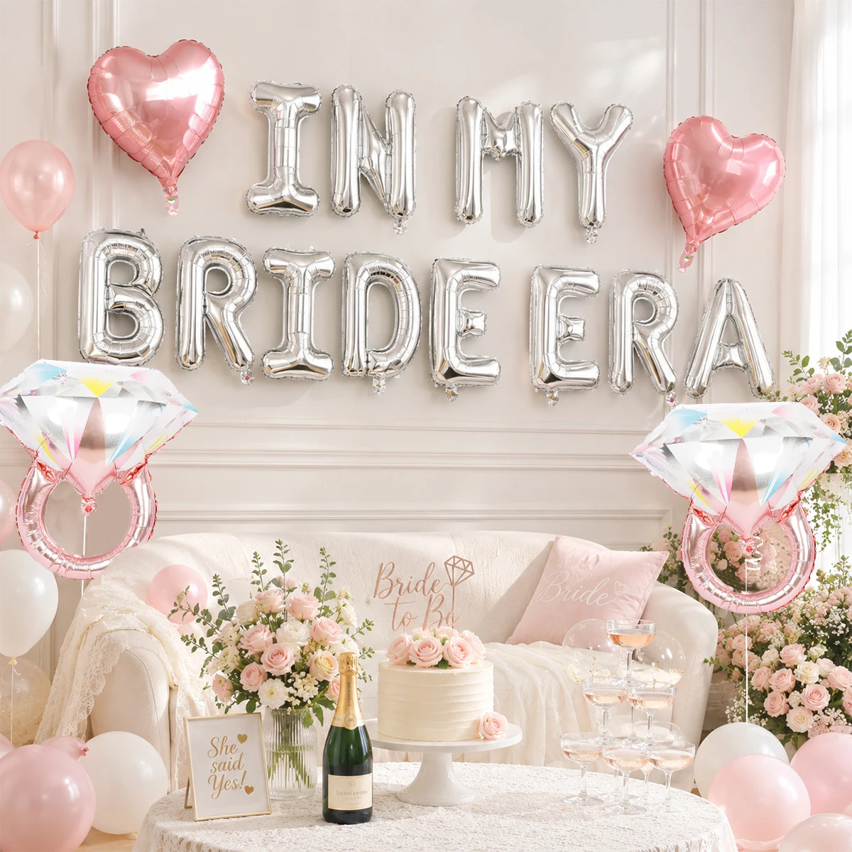 16pcs wedding-themed balloon set, suitable for wedding party decorations and bridal shower decorations