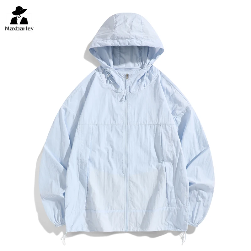 

2024 Summer Sun Protection Clothing Men's Daily Casual Thin Breathable Hooded Jacket Women's Outdoor Camping Skin Windbreaker