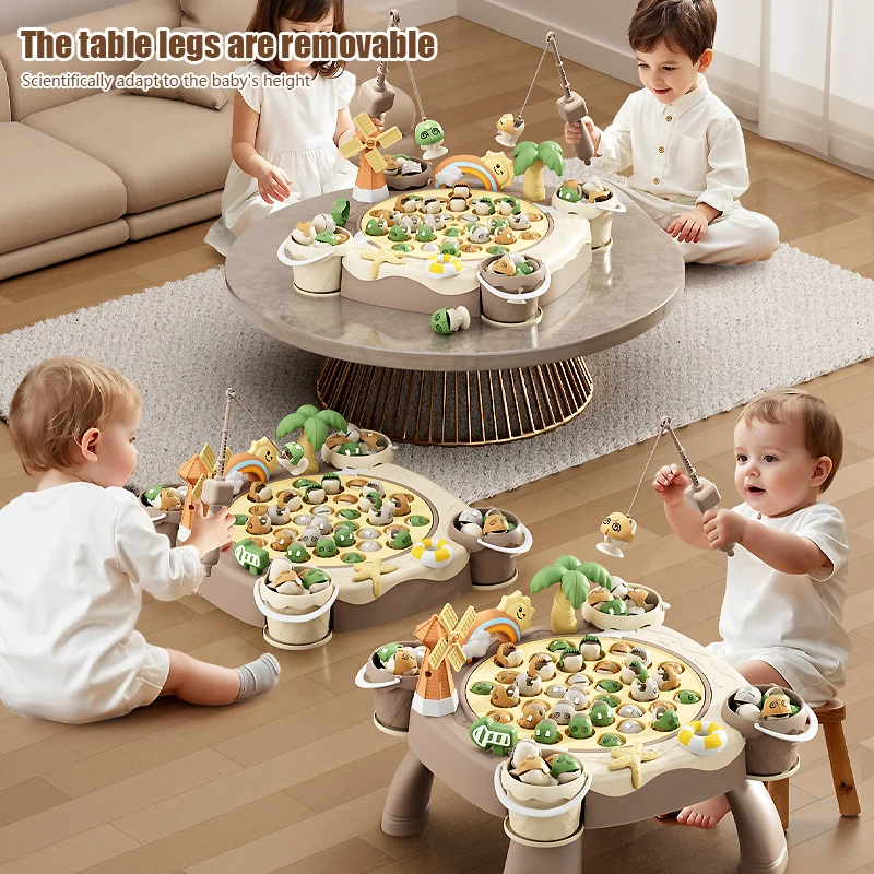 لعبة صيد مغناطيسية للأطفال كهربائية 360 °   تدوير مع الموسيقى الممتعة، لعبة قضيب السمك التعليمية، هدايا للأطفال بعمر 3 سنوات