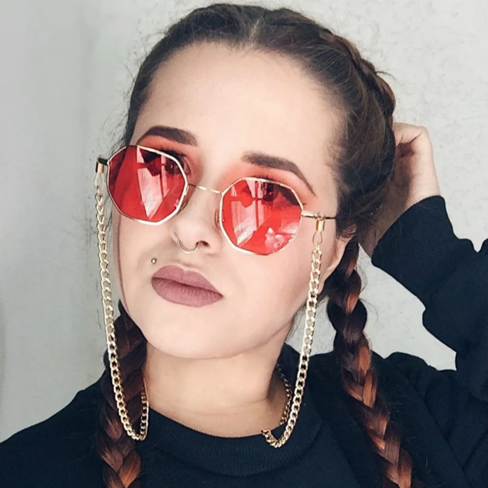 

Golden Glasses Chain Men Sunglasses Hip Hop Style Eyewear Retainer Cord Strong Alloy Sports Running Hiking Cycling Eyeglass