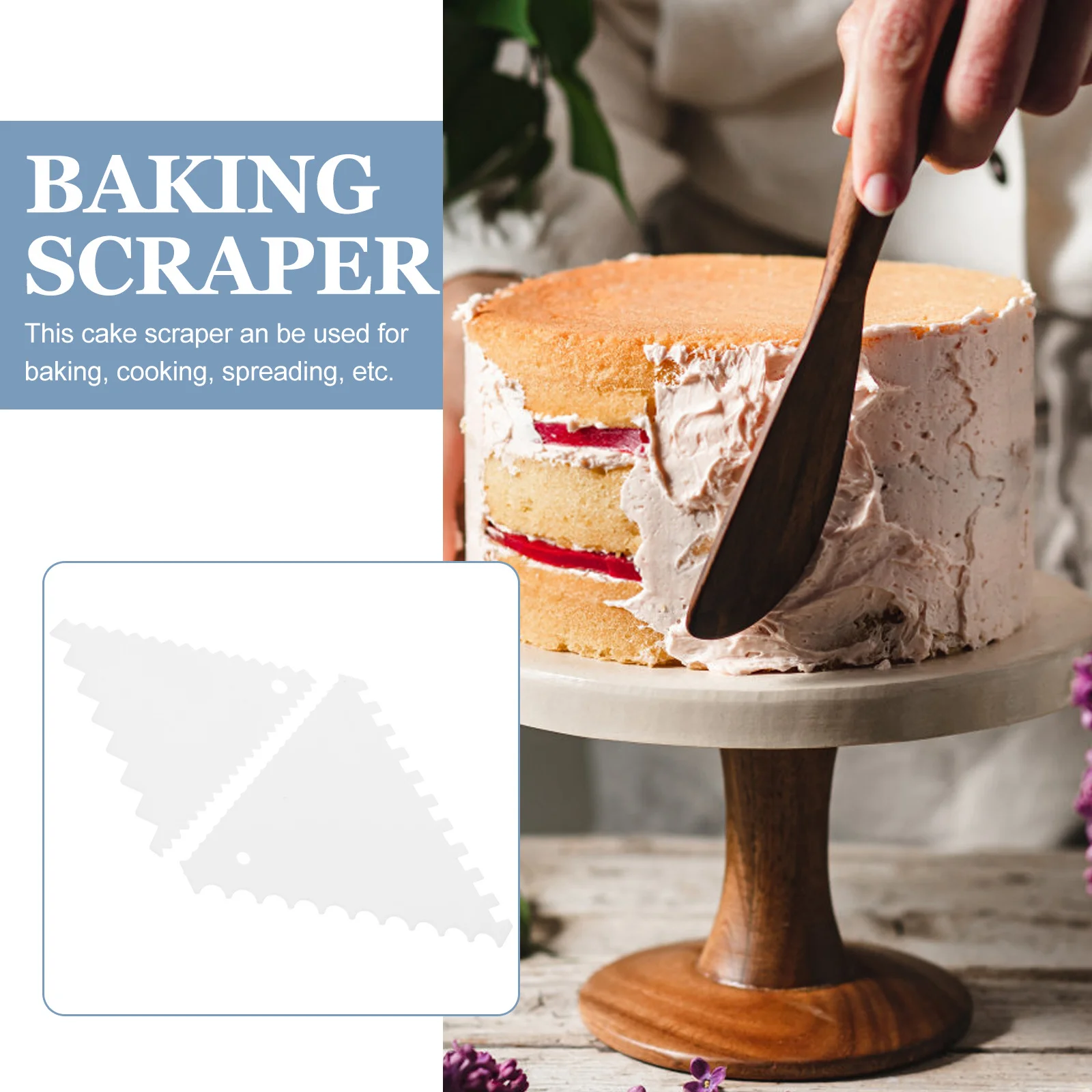 

8Pcs Cake Scraper Smoother Tool with Dual Texture Edges Plastic Baking Scraper for Pastry Cupcake Decorating Kitchen Use