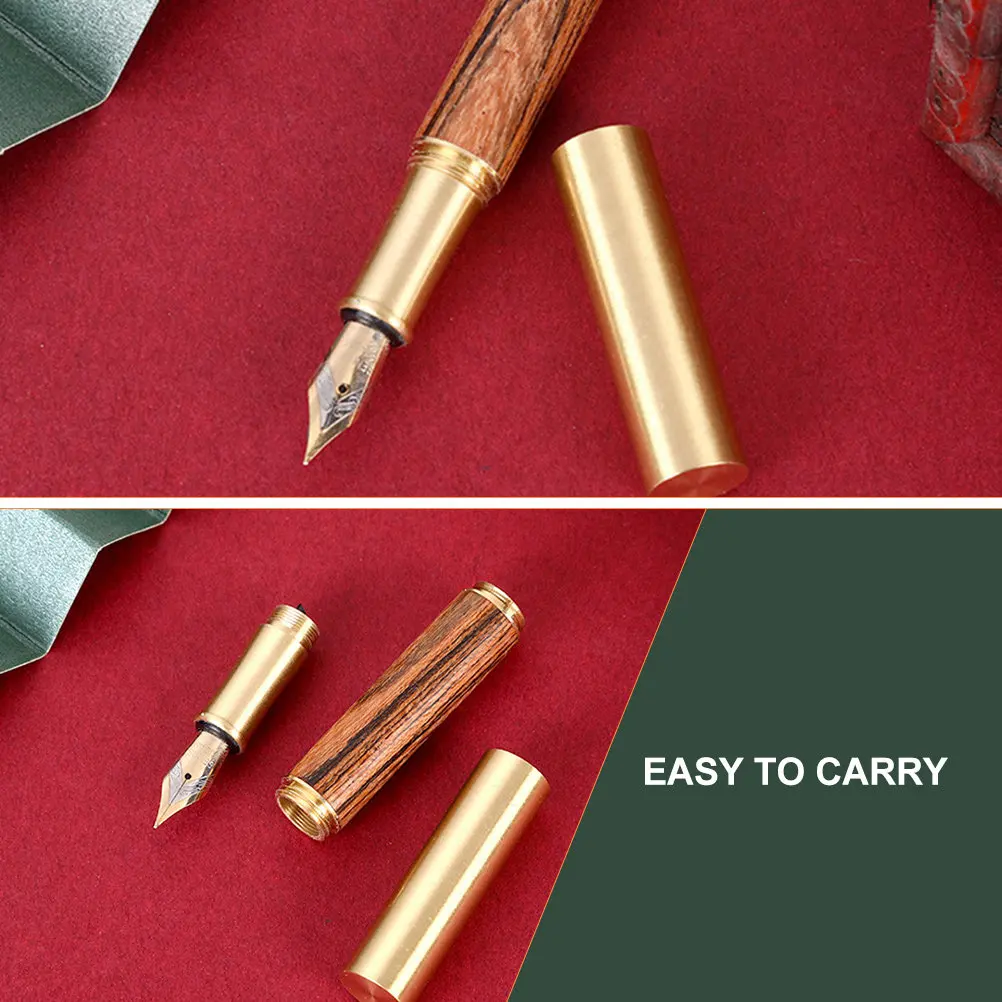 

Премиальная деревянная каллиграфическая ручка с металлической отделкой, в ретро-стиле из латуни, компактная и легкая, для школы, офиса, путешествий и письма