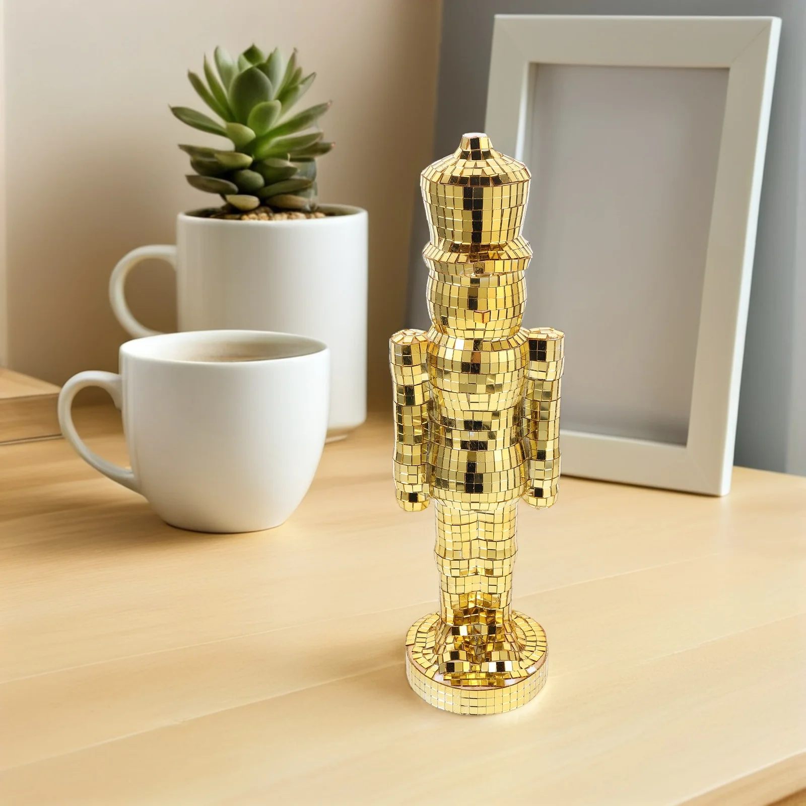 

Christmas Disco Glass Nutcracker 40Cm Decorative Holiday Soldier Statue Table Centerpiece Home Office Decoration