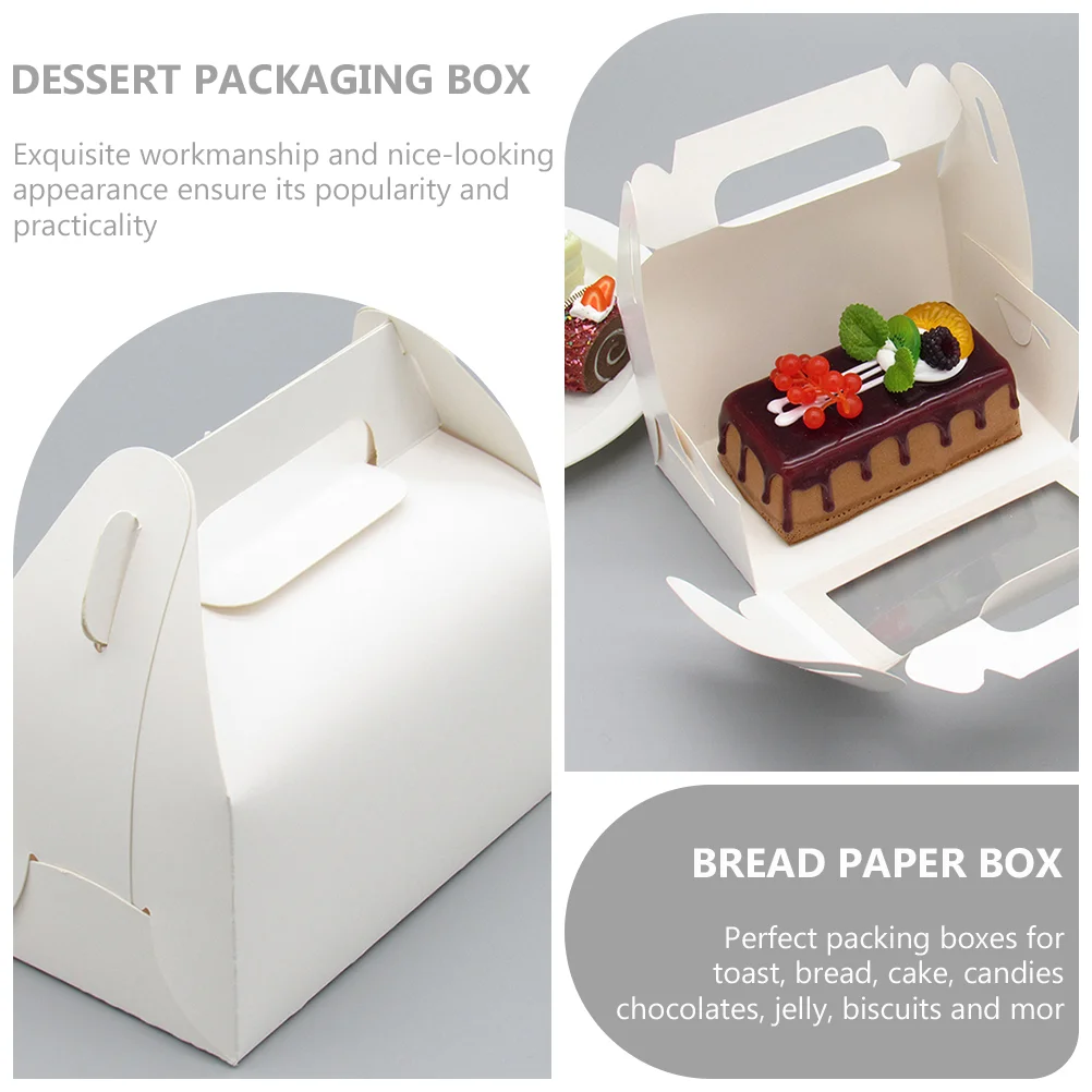 10 Pcs Cake Box Toast Paper Container Handheld Baking Boxes Sandwiches Wrapping