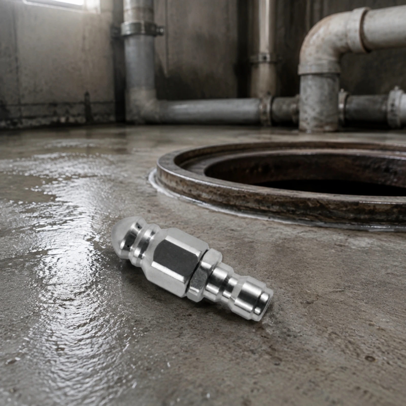 High Pressure Sewer Cleaning Nozzle Multi-Jet Stainless Steel Drain Nozzle with Quick Connect Fitting Replacement for Plumbers