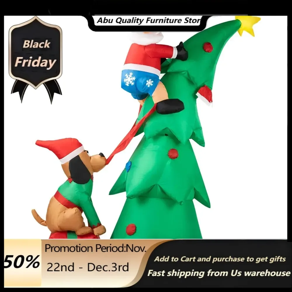 

7 FT Christmas Outdoor Inflatables with Santa Claus Christmas Tree and Dog,Christmas Party Holiday Decorations.