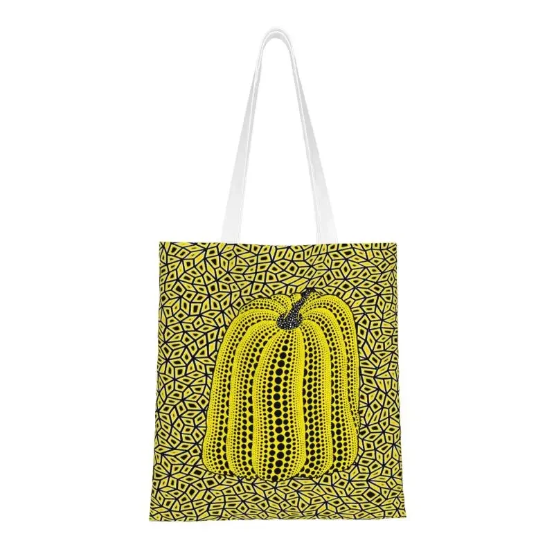 Polka Dot Yayoi Kusama Abstract Art Pumpkin Polka Grocery Tote Shopping Bag Women Custom Canvas Shopper Shoulder Bag Handbags