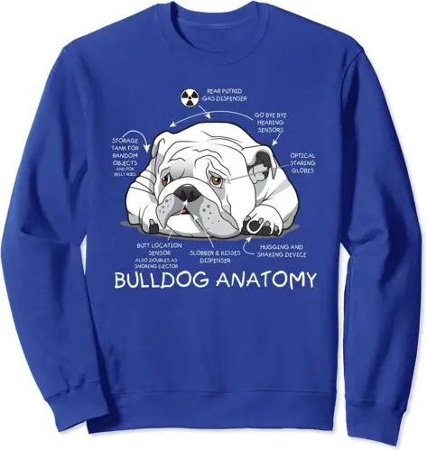 

Polarshe Funny Cute English Bulldog Anatomy Dog Biology Gift Unisex Crewneck Sweatshirt