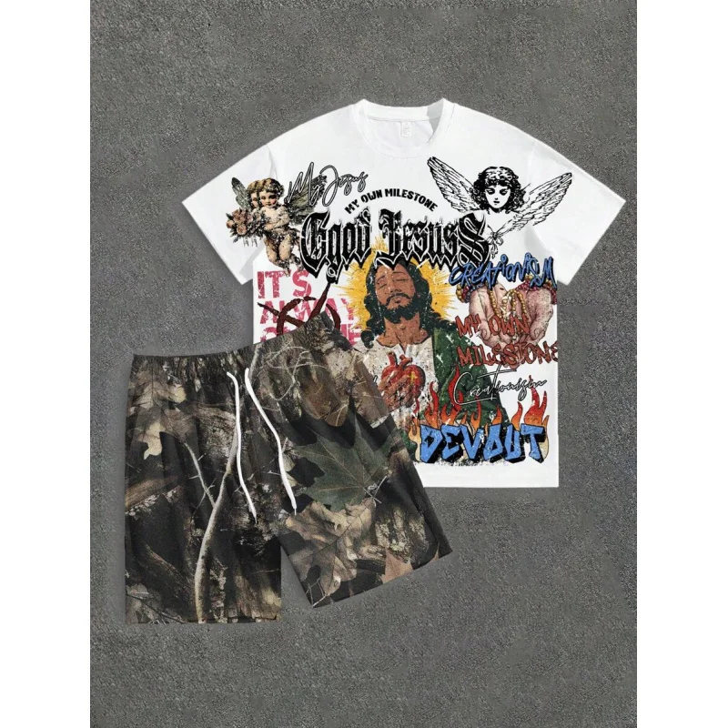 Oversized T-shirt Summer Men's Set New Arrival Goods Y2k Clothes Man Clothing Mens 2 Piece Sets Free Shipping Safari Suit Man