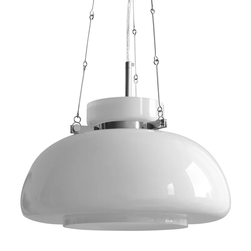 French Retro Large White chandelier high ceiling Modern Crystal 3D Printed Ancient Bauhaus Cream Glass Lamps Dining Room Study