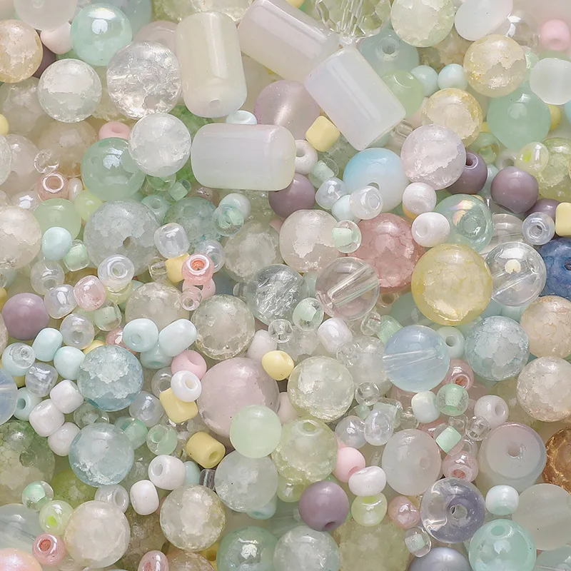 90g 3-12mm Mixed Size Cnady Color Glass Beads Loose for DIY Jewelry Making Bracelet Necklace Accessories