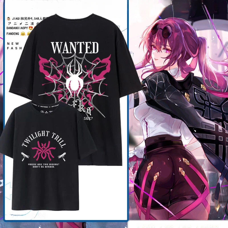 Honkai-t-shirt de manga curta para homens e mulheres, kafka anime cosplay, star rail, unisex, novo