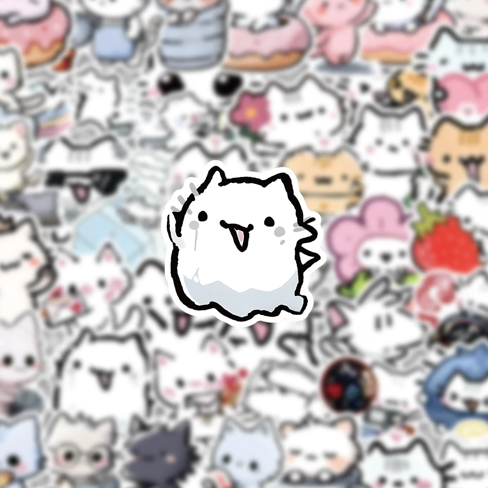 54 adesivi per gatti pastello Kawaii - Decalcomanie per gattini simpatici cartoni animati per diario, bottiglia d'acqua e arredamento estetico della stanza