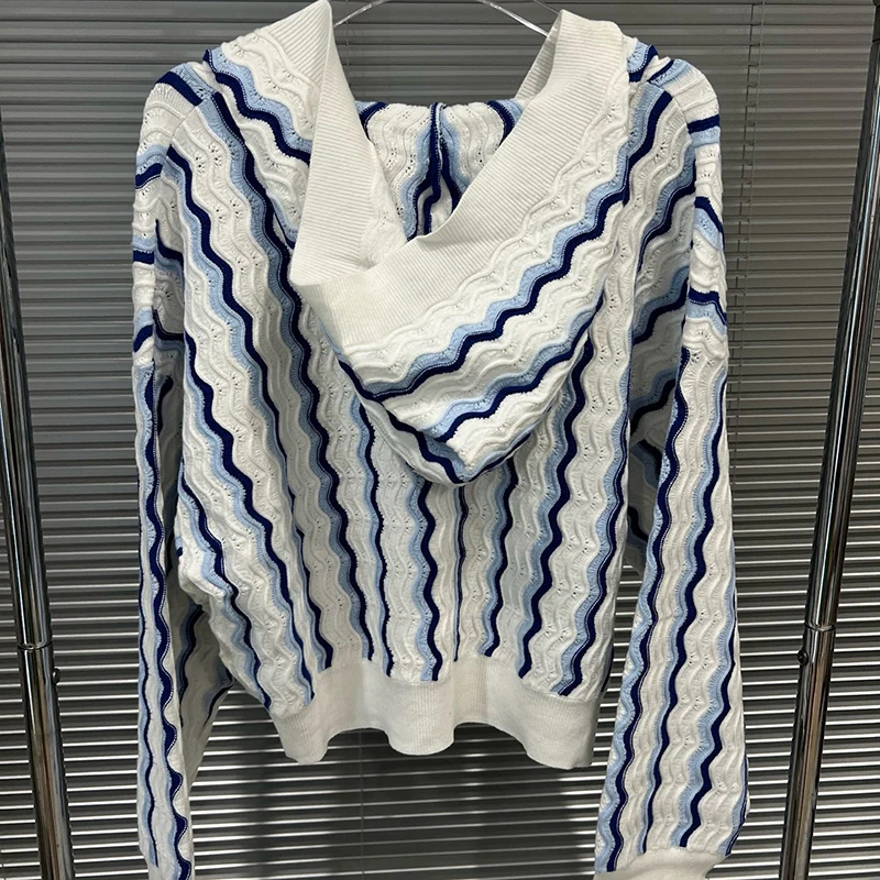 Shpmishal 2026 Autumn New Fashion Elegant Women's Two-pieces Set Versatile Long Sleeve Knitted Top Striped Shorts Female